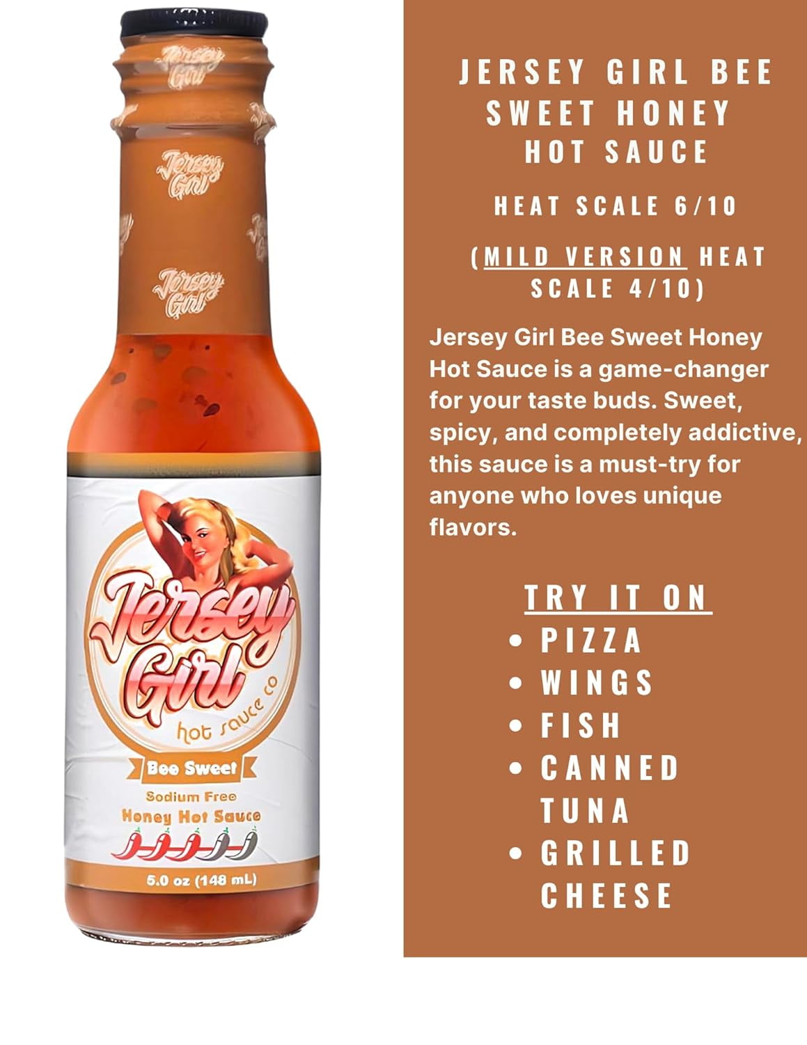 Jersey Girl Hot Sauce Variety Pack (Fiesta) Sizzlin, Bee Sweet, and Taco "Bout Hot.