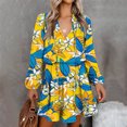 thumbnail image 2 of Vestido con cordones estampado de manga larga con cuello en V casual de moda para mujer Fridja  yut4159, 2 of 8
