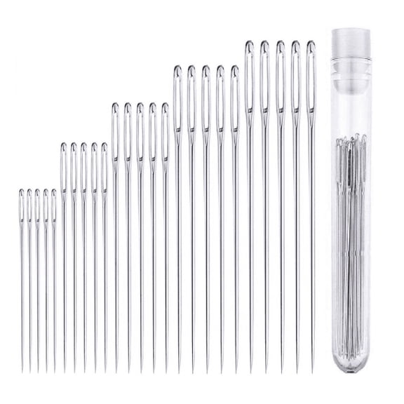 Heldig Large Eye Needles for Hand Sewing, 25 Pack, Assorted Sizes, Sewing Needles, Needles, Needles for Sewing, Embroidery Needles for Hand Sewing, Sewing Needles Large Eye, Big Eye Needle