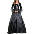 thumbnail image 2 of AGWOLF Victorian Dress Ball Gown Women Vintage Medieval Dress Queen Renaissance Corset Prom Dress Fashion Long Sleeve Tulle Patchwork Dress Witch Halloween Costume, 2 of 9