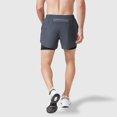 thumbnail image 2 of brillar Pantalones cortos deportivos de doble capa para hombres Pantalones de fitness falsos de secado rápido de 2 piezas, 2 of 5