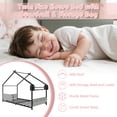 thumbnail image 5 of Yoneston Twin Size House Floor Bed with Storage Caddy and Shelf for Kids, Sturdy Metal Bed Frame with Guardrail for Toddlers, Boys and Girls - Black, 5 of 10