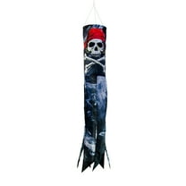 In the Breeze 5018 — Smokin' Pirate 30-Inch Windsock - Printed Hanging Decoration - Outdoor Pirate Décor