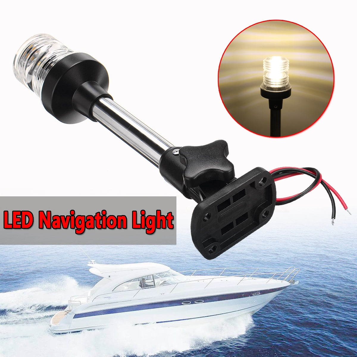 Marine Boat Yacht 12V LED Masthead/Stern Navigation Light Black Mini size 1 Pair 