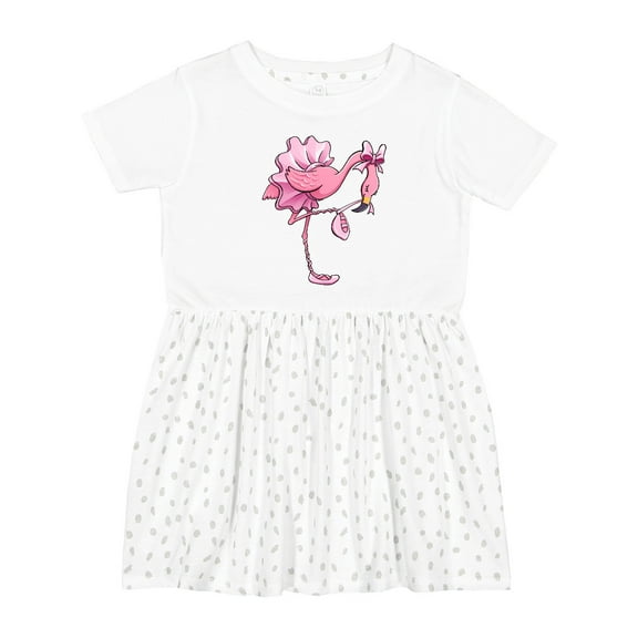 Inktastic Flamingo Ballerina in Tutu and Ballet Toe Shoes Girls Toddler Dress