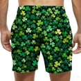 thumbnail image 5 of Riecok Holiday Shorts for Men St Patrick's Day Elastic Waist Drawstring Shorts Clover Printed Beach Vacation Clothes, 5 of 6