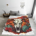 thumbnail image 5 of Zufioo Western Desert Cactus Ram Skull Fleece Blanket Queen Size,Plush Bed Blanket,Ultra Soft Throw Blanket,Plush Fuzzy Cozy Blanket Perfect for Bed,Couch-40"x30", 5 of 7