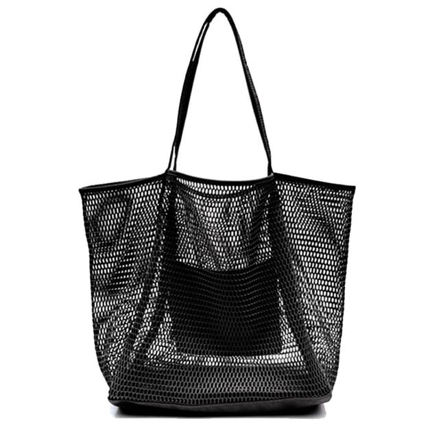Bolso de playa portátil para viajes al aire libre, bolso de hombro, negro