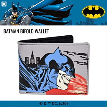 DC Comics Men's Bifold Wallet - Faux Leather Superhero Design Wallet For Fans
