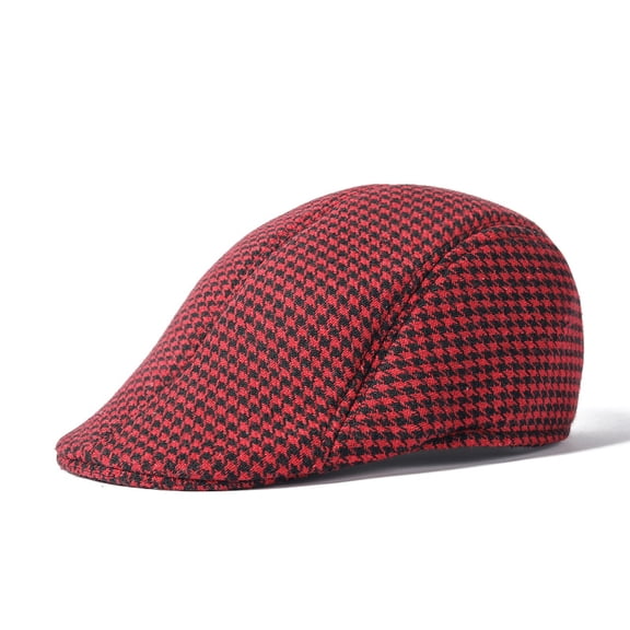 Men Classic Outdoor Beret Cap Classic Hats Houndstooth Cabbie Driving Golf Hat