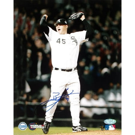 Bobby Jenks Autographed 2005 World Series Game One Pump Fist Celebration 8" x 10" Photograph