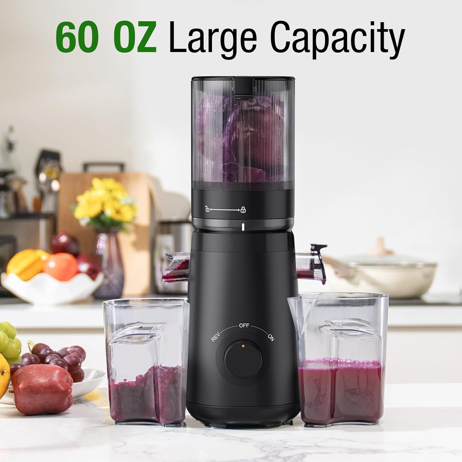 Open Box Juicer Machines, TUUMIIST Cold Press Juicer with 5.3" Extra Large Feed Chute Fit Whole Fruits & Vegetables Easy to Clean, High Juice Yield, BPA Free (Black)