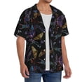 thumbnail image 2 of Fotbe Lavender Flowers Camisa Estampada de Manga Corta para Hombre, Casual de Verano, Estilo Playero, Sin Arrugas-Small, 2 of 5