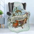 thumbnail image 4 of Nautical Soft Flannel Fleece Throw Blanket, Sailing Theme Retro Old Times Fisherman Ribbon Fishing Sea Food Crab, Cozy Plush for Indoor and Outdoor Use, 60" x 80", Mint Green Multicolor, by Ambesonne, 4 of 5