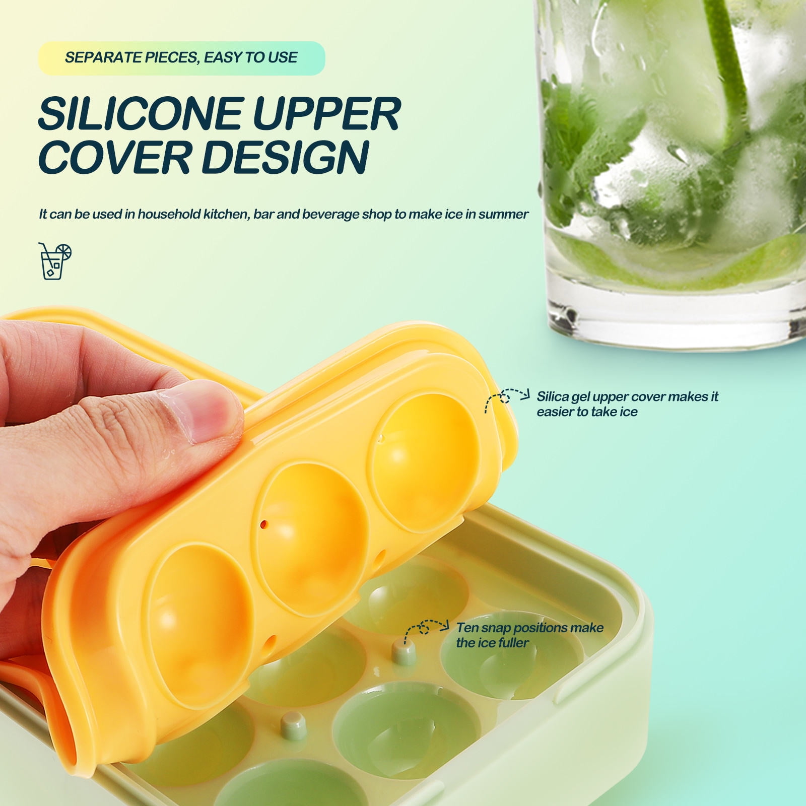 LEORX 1 Set Ice Tray for Freezer Plastic Ice Sphere Maker Nonstick Surface for Home Use