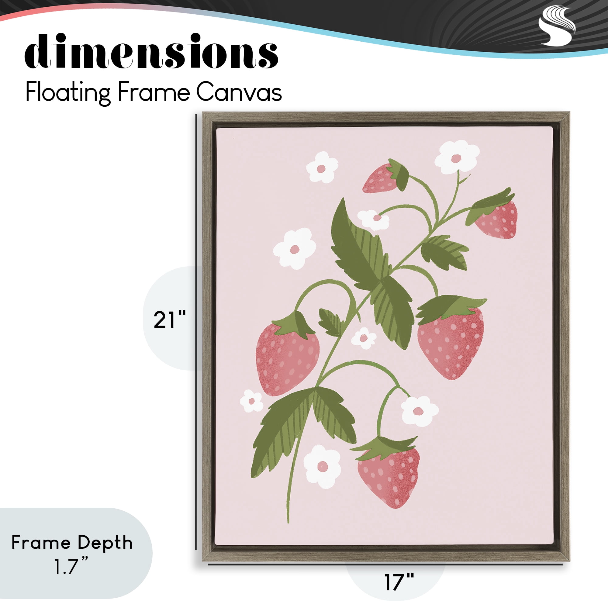 Stupell Industries Pastel Strawberries Branch Brown Framed Floater Canvas Wall Art, design by Paige Sredenschek