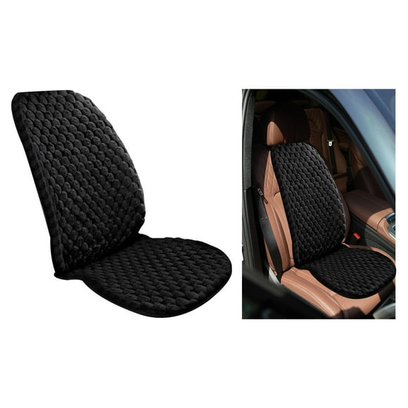 Housse de Siège Auto Protège-Sièges avant Confortable Antidérapante en Peluche Coussin de Siège Auto Intérieur de Voiture pour Auto Bureau Noir