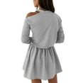 thumbnail image 3 of DYMADE Women Round Neck Solid Color Long Sleeve Slim Fitting Casual Dress, 3 of 4