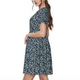 thumbnail image 2 of Haiem Small White Flowers Pattern Women's Short-Sleeve Scoop Neck Swing Dress, 2 of 6