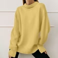 thumbnail image 2 of ManxiVoo Women's High Neck Pure Cotton Sweatshirt Long Sleeve Versatile Solid Color Casual Winter Pullover M Size Yellow, 2 of 9