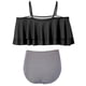 thumbnail image 4 of Top de bikini corto de dos piezas con volantes y hombros descubiertos para mujer con parte inferior estampada y recortada Adepaton FLD-2260, 4 of 4