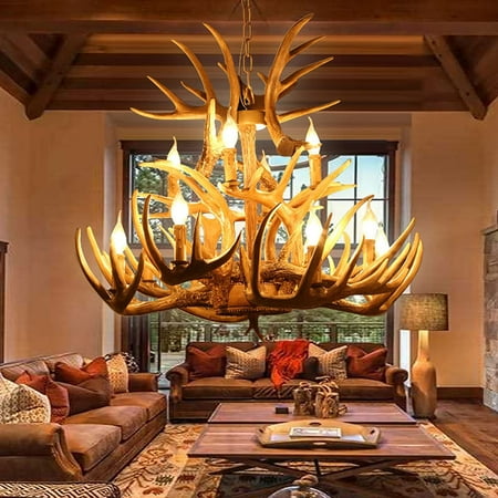 

BBNBDMZ HPJNB Antler Chandelier Lighting 4 Light Rustic Antlers Chandelier Small Double Layer Resin Deer Antler Chandelier 4 Lights 7 Antlers Farmhouse Deer Horn Antler Chandeliers for