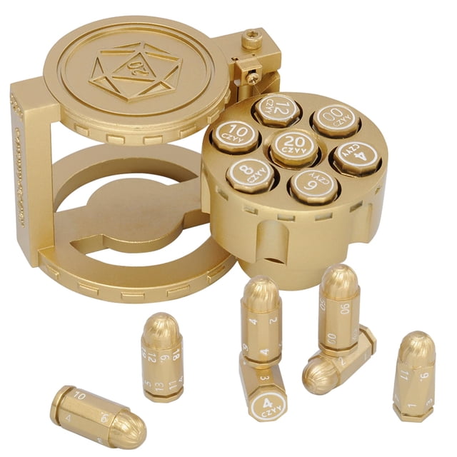 Juego de dados CZYY Metal Polyhedral Bullet 7 con contenedor para revólver