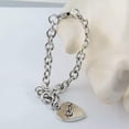 thumbnail image 4 of GKNET Sterling Silver Rolo Link Chain Charm Bangle Heart Tag Bracelet Jewelry, 4 of 5
