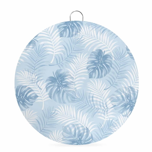 Welcome Sign for Front Door, Sky Blue Palm Trees Tropical Round Metal Wall Art Wreaths, Summer Beach Botanical Outdoor Indoor Wall Hanging Sign for Porch Decor Housewarming Gifts 7.9 Inch