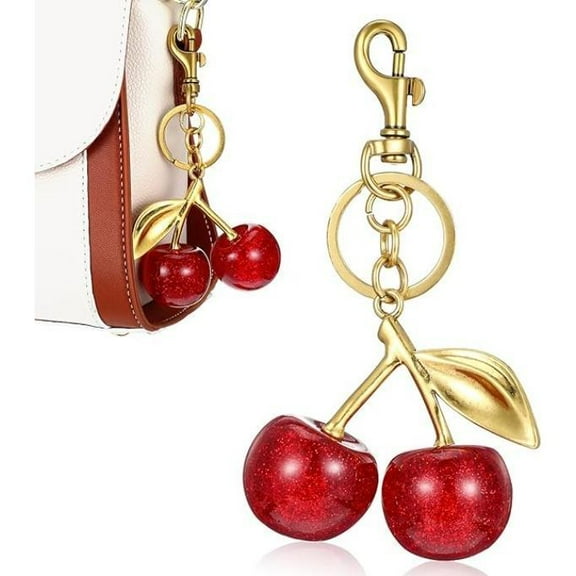 Cherry Keychain Charm, Cherry Key Chain Charms for Purse, Cherry Charms for Handbags, Cute Bag Charms for Tote Bags, Keychain Accessories for Women Birthday Christmas Gifts