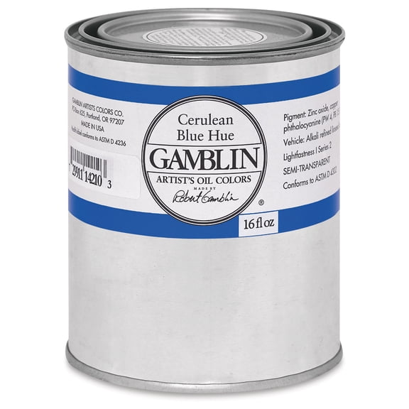 Gamblin Artist's Oil Color - Cerulean Blue Hue, 16 oz Can