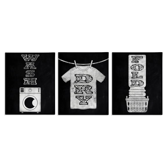 Wash & Dry Ornate Letters 3 Piece Canvas Wall Art Set, design by Marcus Prime