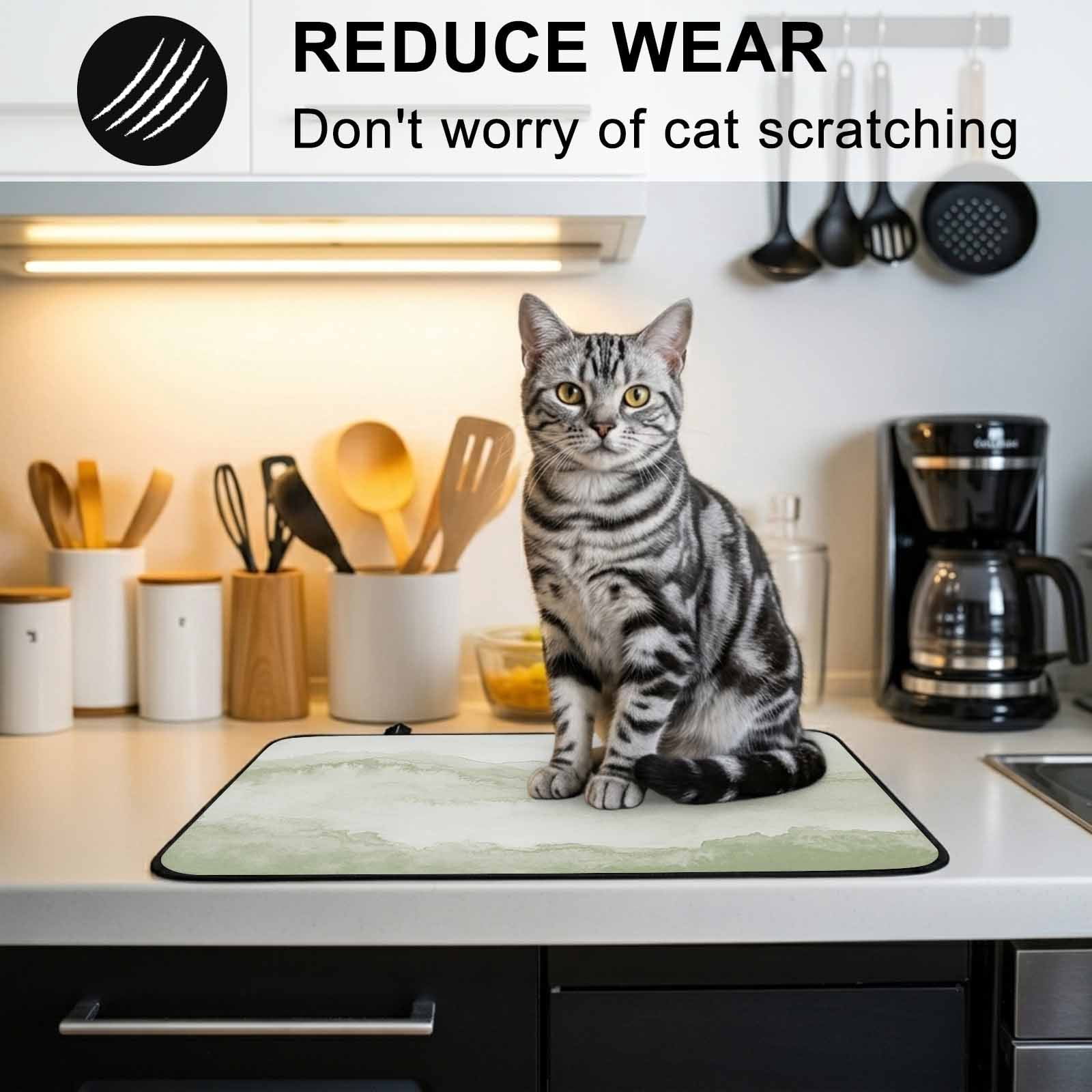 Sage Green Ombre Mountain Stove Top Cover for Electric Stove, Heat-proof & Non Slip Glass Top Stove Cover Protector, Nature Abstract Art Marble Kitchen Flat Cooktop Rubber Mat 28.5x20.5 Inches