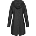 thumbnail image 3 of Chaquetas para mujer Chaqueta de lluvia sólida para mujer Chubasquero impermeable con capucha de talla grande para exteriores Chaquetas informales a prueba de viento para mujer en liquidación,Black, 3 of 3