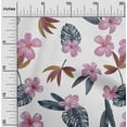 thumbnail image 1 of oneOone Viscose Jersey Light Pink Fabric Floral & Leaves Tropical Craft Projects Decor Fabric Printed By The Yard 60 Inch Wide, 1 of 5