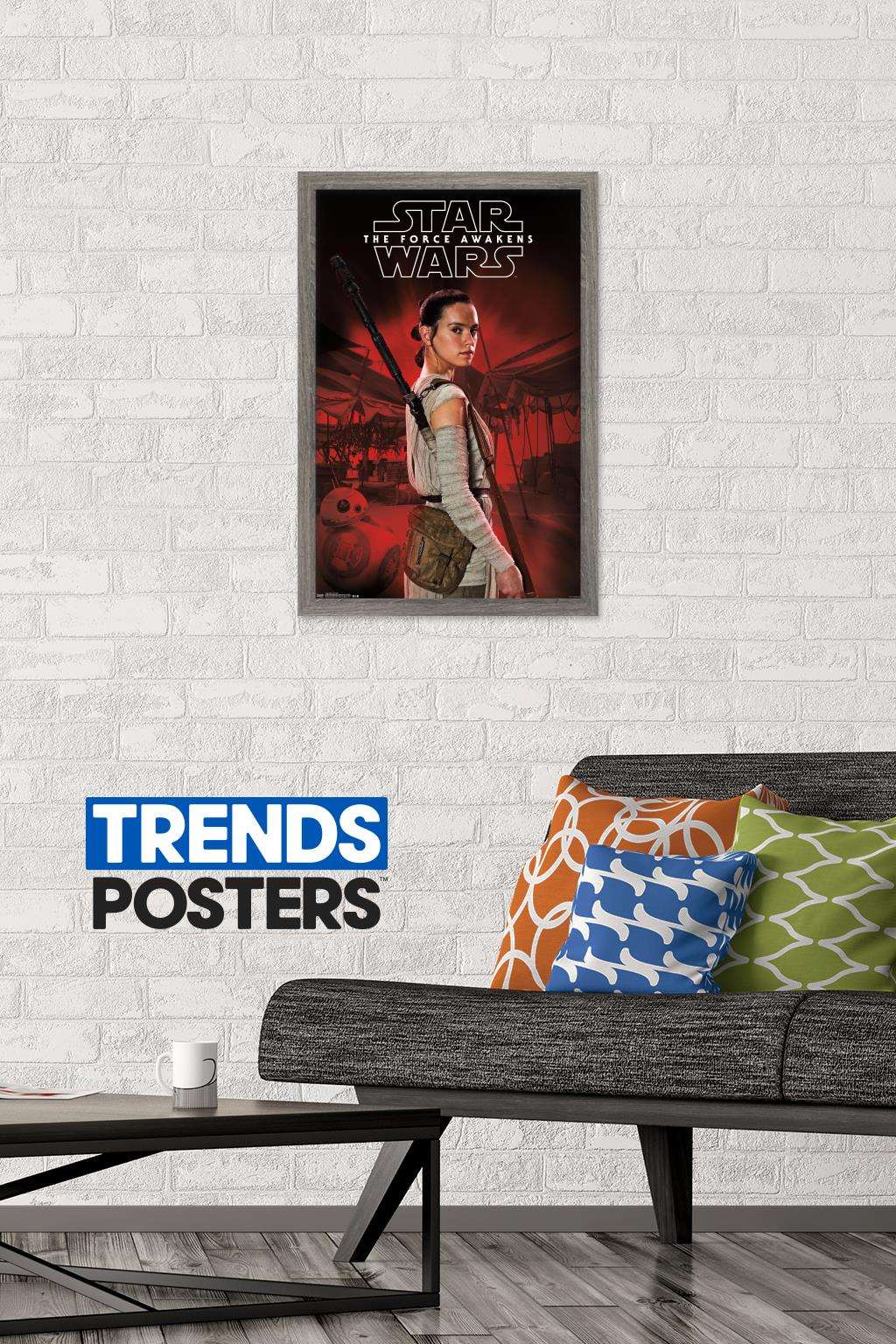 Star Wars: The Force Awakens - Rey Staff Wall Poster, 14.725" x 22.375", Framed