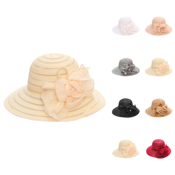 Kentucky Organza Wide Brim Sun Hat for Women Summer Derby Hats for Tea Party Bowler Cap