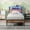 Twin Size + Brown + LED, variant on [Luckynote]Full Size Bed Frame with Storage Headboard, Metal Platform Bed with Charging Station, Bookcase Storage, No Box Spring Needed, Easy Assembly, Noise-Free, Black