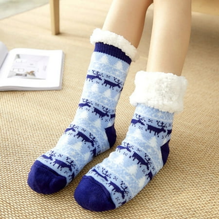 

Qcmgmg Winter Cozy Christmas Soft Socks Warm Fluffy Casual Fuzzy Slipper Socks for Women