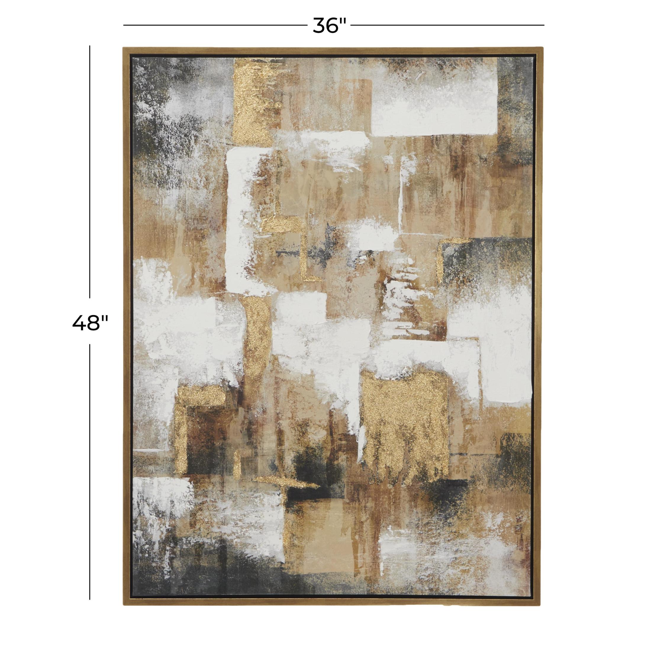 36" x 47" Textured Abstract Framed Wall Art with Gold Foil Details, by CosmoLiving by Cosmopolitan