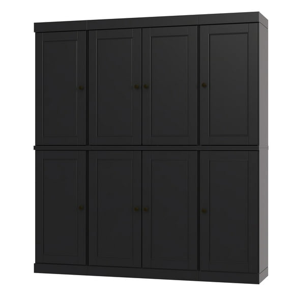 Palace Imports Solid Wood Pantry Storage - 71.5" Tall, 65" Wide Freestanding Utility Cabinet with 2-Drawer Kit & Adjustable Shelves – Black, Renewable Eco-Friendly 100% Wood, Made in Brazil