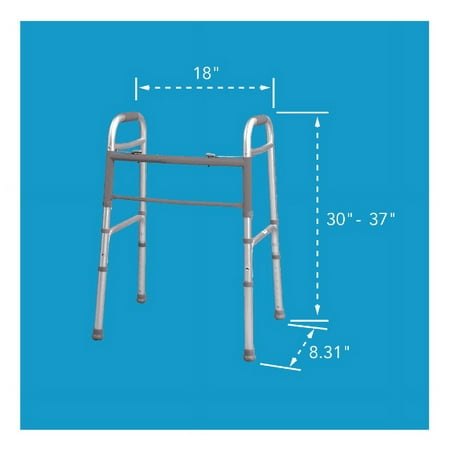 Carex Aluminium Folding Walker for Adults with Height Adjustable Legs, 300 lb Weight Capacity