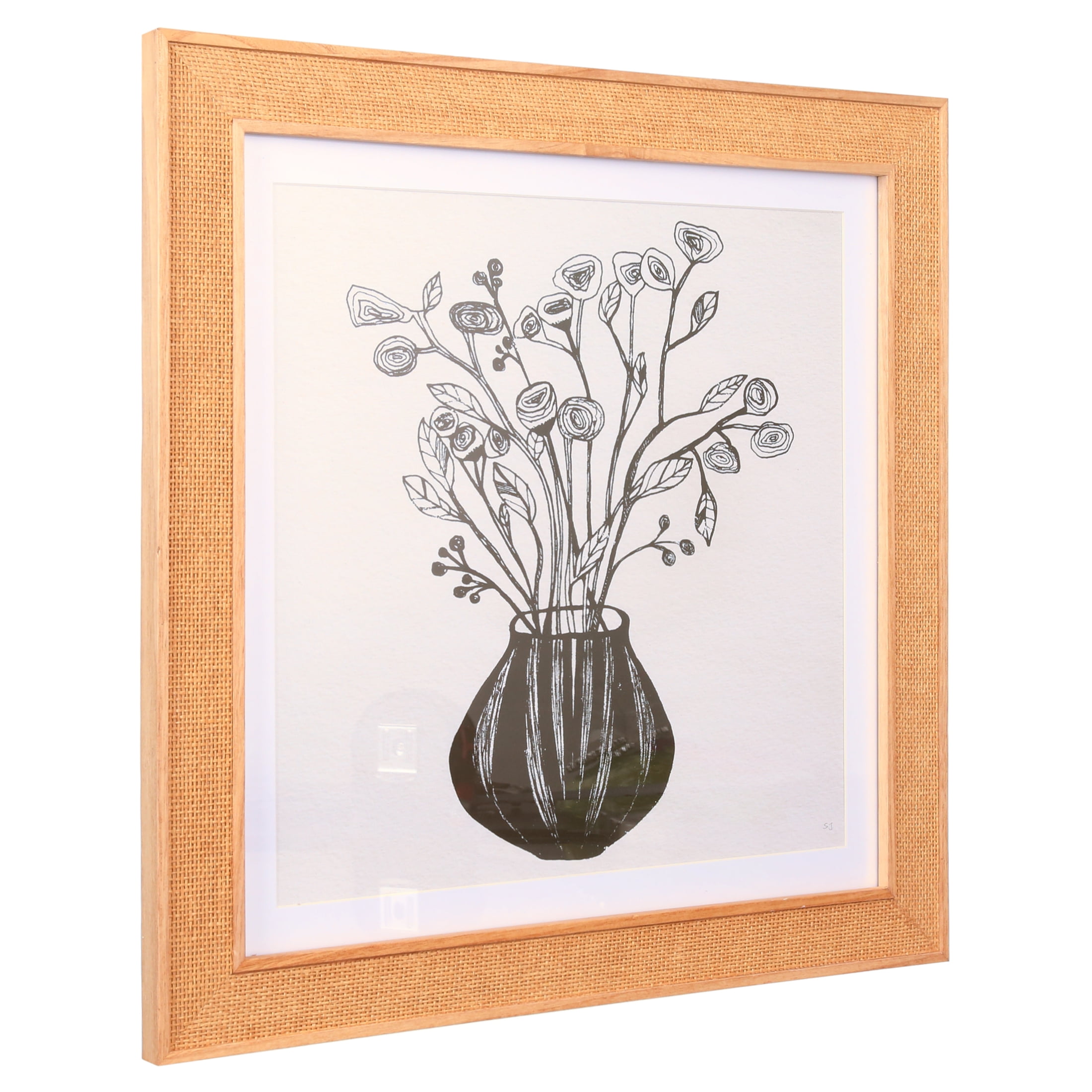 Home Decor Collection Crystal Art Gallery Rattan Floral Wall Art Natural Boho Home Decor
