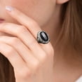 thumbnail image 4 of CILENON Silver Rings for Women Water Drop Shaped Full Diamond Lover Ring Fashion Hollow Ring Gold Jewelry Engagement Rings for Women Silver Rings(Black,6), 4 of 6