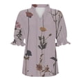 thumbnail image 4 of Fvwitlyh Chandail en Molleton Femme Mode Décontractée Impression Papillon Col Rond Manches Trois-Quarts T-Shirt Blouse Rose,m, 4 of 5