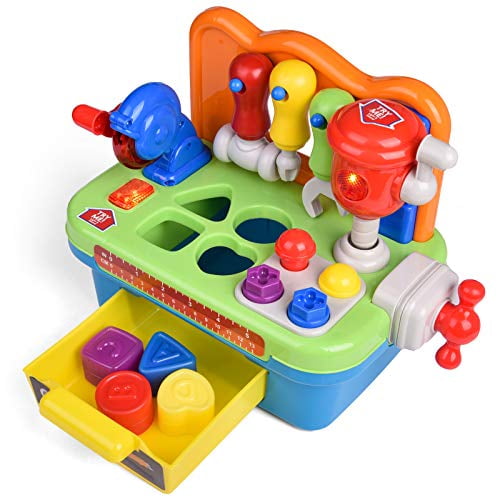 Fun Little Toys Workbench and Construction Toy Tool Kit,Baby Tool Set