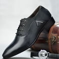 thumbnail image 2 of Wdhugt Mens Pu Pointed Toe Dress Shoes Fashion Business Casual Lace Up For Office Us Size 7 9.65 Inch Black, 2 of 9