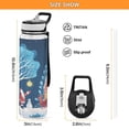 thumbnail image 3 of 1000ML Transparent Sports Water Bottle with Handle & Straw Portable Water Bottle for Outdoor Camping Gym Santa Claus with Hands Raised, 3 of 7
