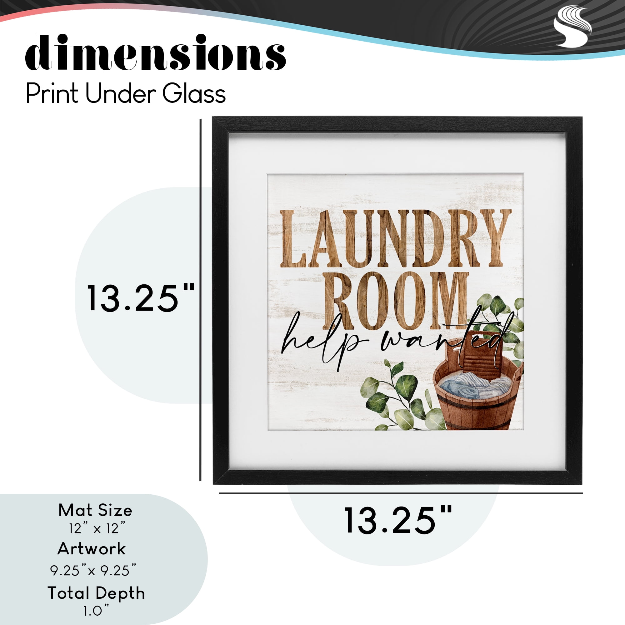 Help Wanted Rustic Laundry Room Black Framed Print Under Glass, design by Kim Allen