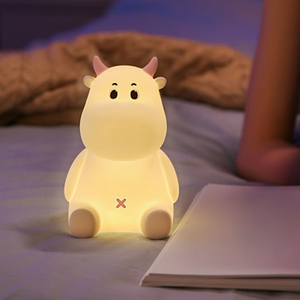 Lámpara de escritorio, luz de noche con forma de vaca tonta que da palmaditas, luz de noche para que la mamá se despierte para amamantar, luz de noche LED para cabecera de cama para niños, luces de no